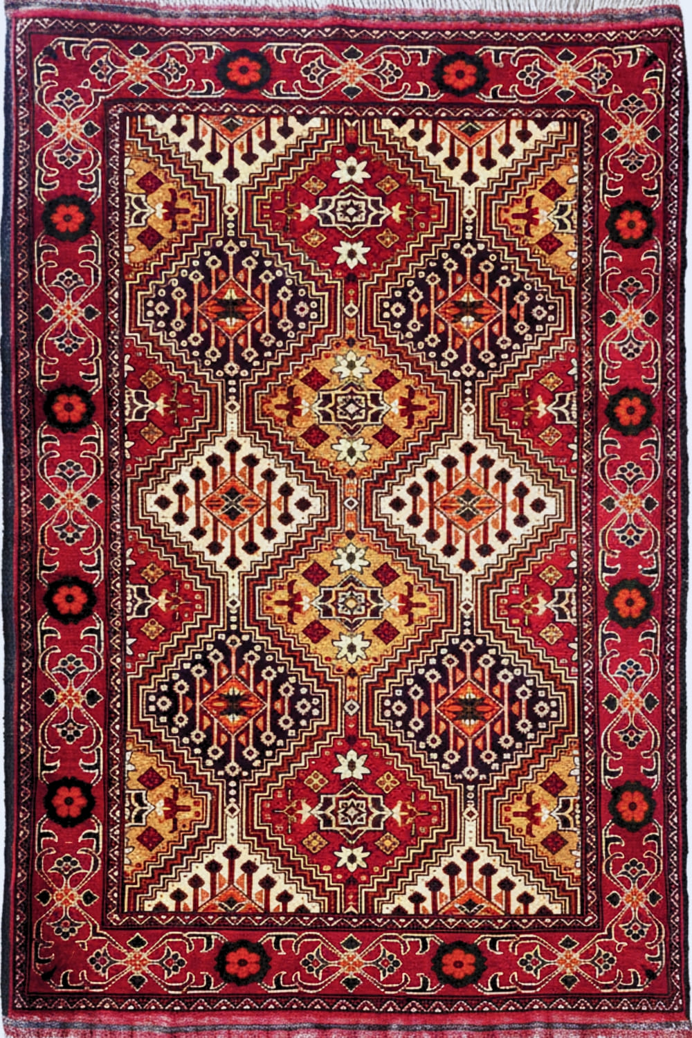 Geometric Persian Handmade Wool Afghan