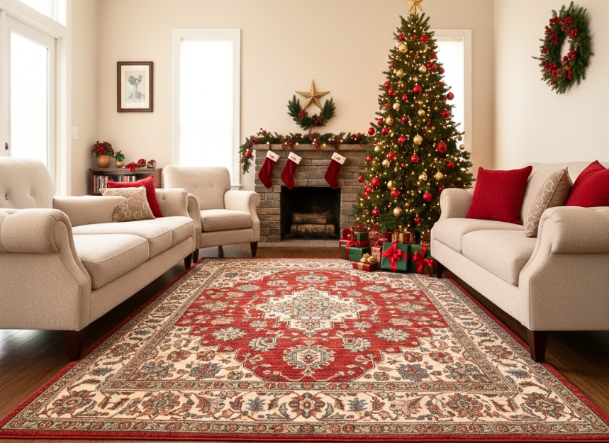 Christmas Decor with Oushak Handmade Rugs