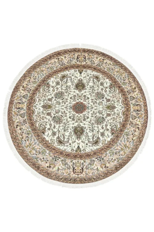 Ivory Garden Pure Silk Round Carpet