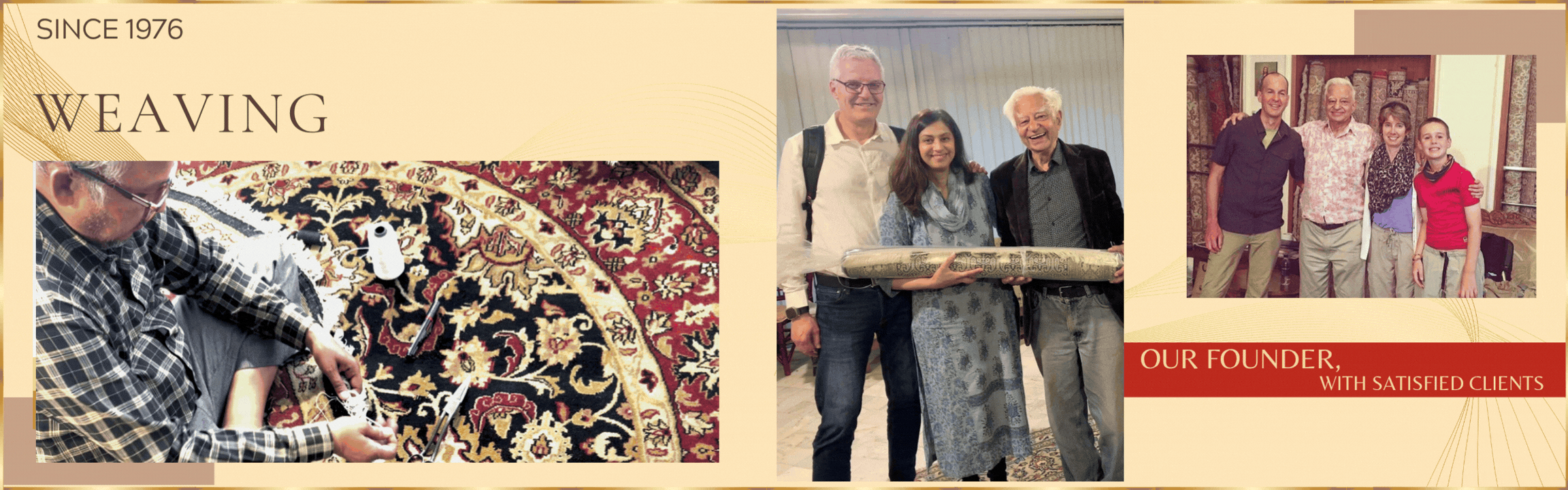 Yak Carpet's founder with satisfied clients.
