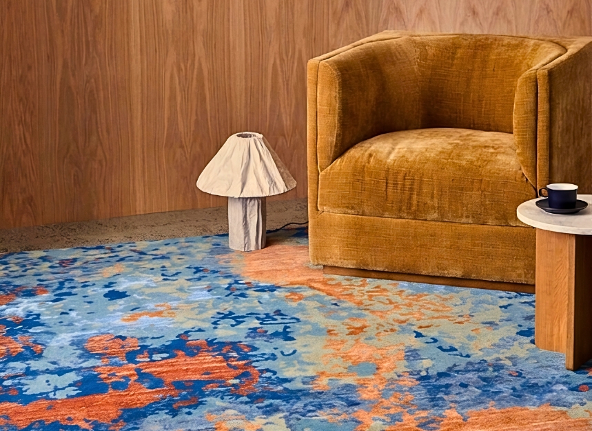 A luxurious Yak Carpet handknotted masterpiece elevating a modern Indian interior with elegance.